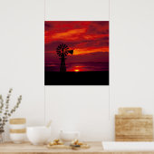 Poster Moulin À Vent Et Coucher De Soleil (Cuisine)