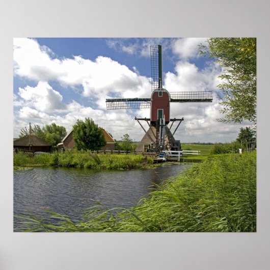Poster Moulin à vent le long d'un canal à l'est de Leiden (Devant)
