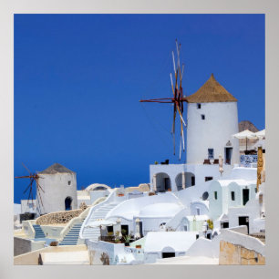 Poster Moulin à vin en Oia, Santorin, Grèce