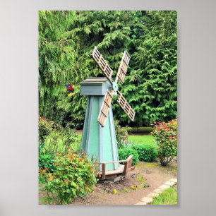 Poster Moulin à vin vert Jardin Décor