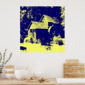 Poster Moulin bleu marine et jaune (Cuisine)