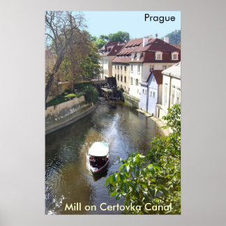Poster Moulin sur le canal de Certovka, Prague.