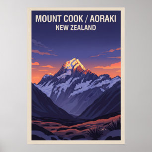 Poster Mount Cook (Aoraki) Nouvelle-Zélande V05