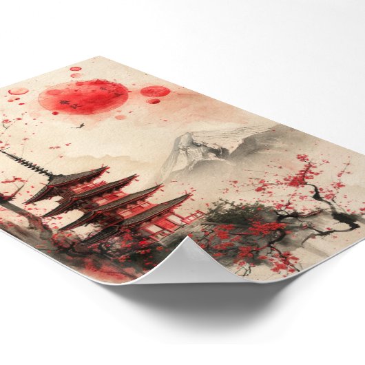 Poster Mount Fuji and Pagoda – Classic Japanese Landscape (Coin)