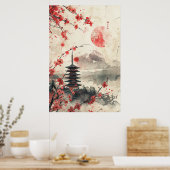 Poster Mount Fuji and Pagoda – Classic Japanese Landscape (Cuisine)