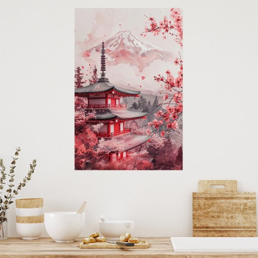 Poster Mount Fuji and Pagoda – Classic Japanese Landscape (Cuisine)