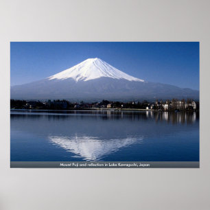Poster Mount Fuji and reflection in Lake Kawaguchi, Japan