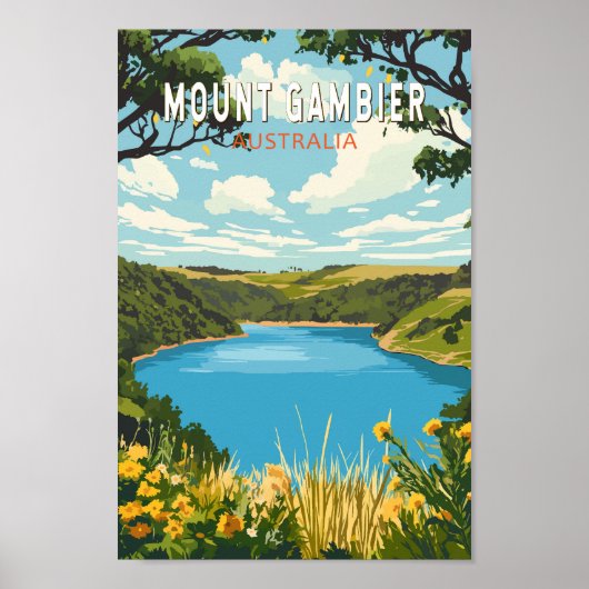 Poster Mount Gambier Australia Travel Art Vintage (Devant)