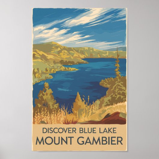 Poster Mount Gambier Australie Illustration Travel Art (Devant)