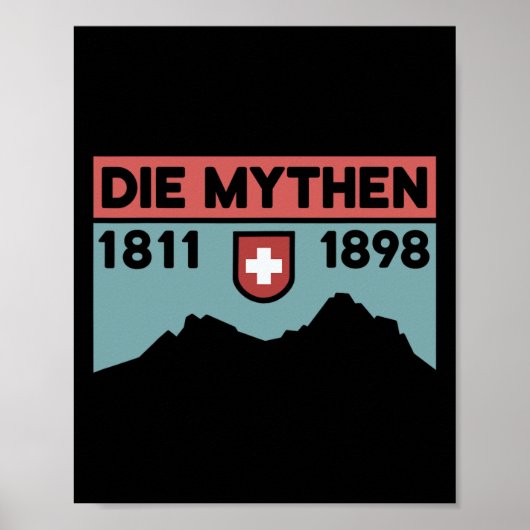 Poster Mount Grosser Mythen Hike Mountain Biking Swiss Hi (Devant)