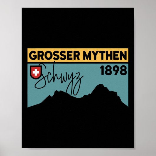Poster Mount Grosser Mythen Hike Mountain Biking Swiss Hi (Devant)