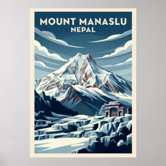 Poster Mount Manaslu Nepal V02 (Devant)