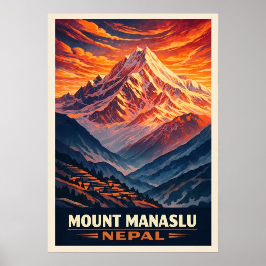 Poster Mount Manaslu Nepal V03 (Devant)
