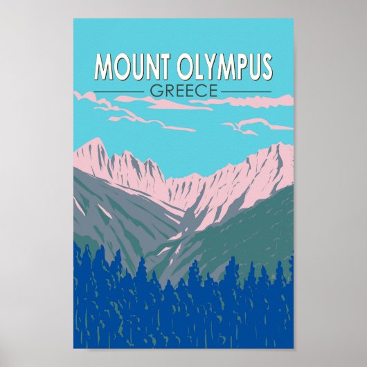 Poster Mount Olympus Grèce Travel Art Vintage (Devant)