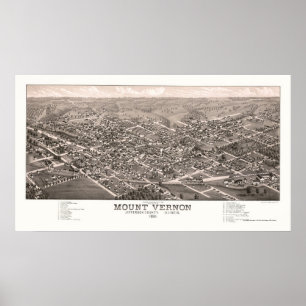 Poster Mount Vernon, carte panoramique de l'IL - 1881