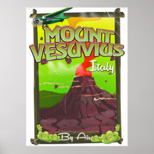 Poster Mount Vesuvius Italian cartoon volcano