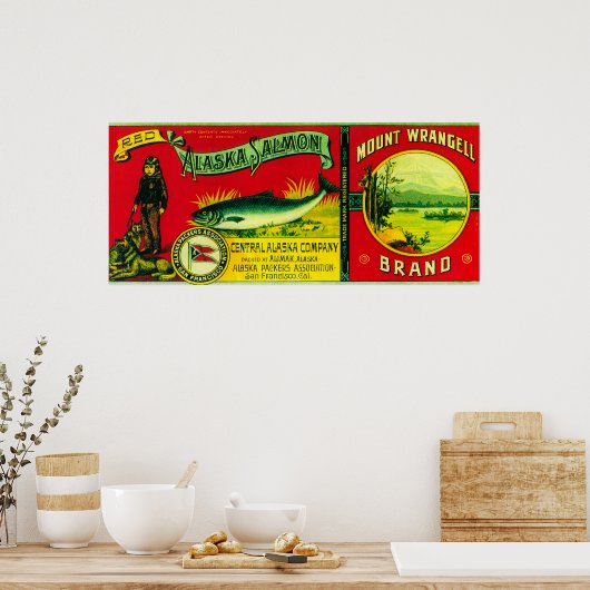 Poster Mount Wrangell Saumon Can LabelAlimak, AK (Cuisine)