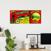 Poster Mount Wrangell Saumon Can LabelAlimak, AK (Bureau à domicile)