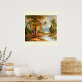 Poster Mountain and river landscape art (Cuisine)