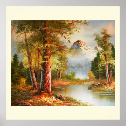 Poster Mountain and river landscape art (Devant)