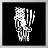 Poster mountain biking us american flag (Devant)