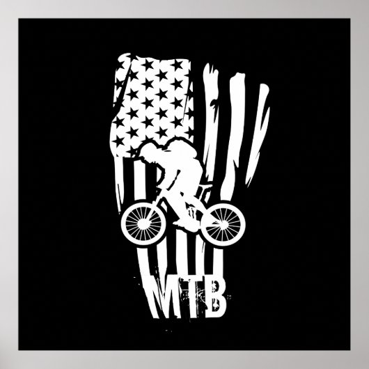 Poster mountain biking us american flag (Devant)
