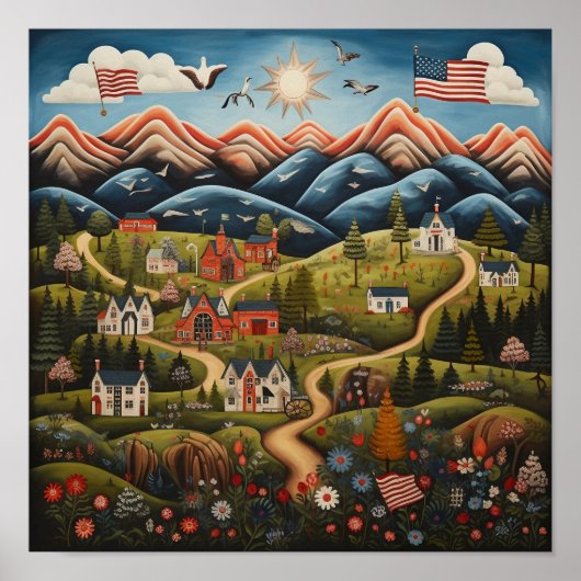 Poster Mountain Community American Folk Art (Devant)