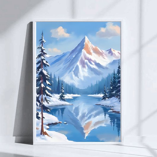 Poster Mountain Escape | Winter Snow Watercolor Nature