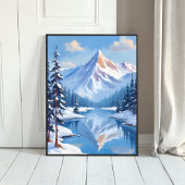 Poster Mountain Escape | Winter Snow Watercolor Nature