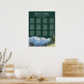 Poster Mountain Floral Emerald Wedding Seating Chart (Cuisine)