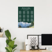 Poster Mountain Floral Emerald Wedding Seating Chart (Bureau à domicile)
