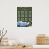 Poster Mountain Floral Olive Green Wedding Seating Chart (Cuisine)