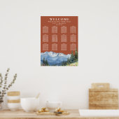 Poster Mountain Floral Terracotta Wedding Seating Chart (Cuisine)
