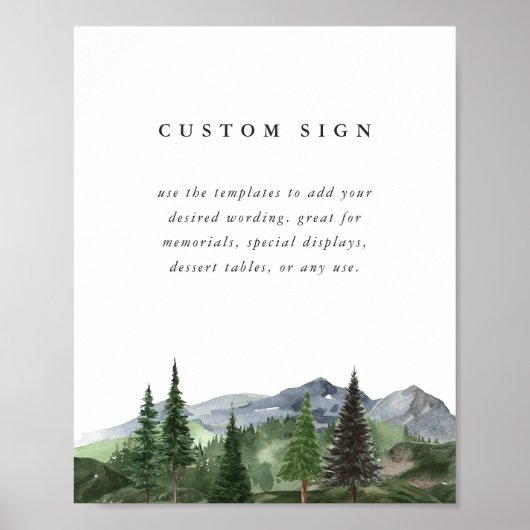 Poster Mountain Forest Custom Wedding Sign Template (Devant)