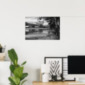 Poster Mountain Lake, Dock, noir et blanc (Bureau à domicile)
