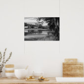 Poster Mountain Lake, Dock, noir et blanc (Cuisine)