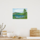 Poster Mountain Lake Kayaking Aquarelle Paysage Art (Cuisine)