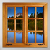 Poster Mountain Lake Square Faux Window Illusion (Devant)