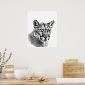 Poster Mountain Lion Puma Big Cat Black White (Cuisine)