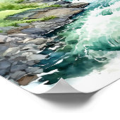 Poster Mountain River Alaska Watercolor Peinture (Coin)