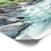 Poster Mountain River Alaska Watercolor Peinture (Coin)