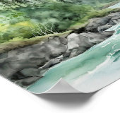 Poster Mountain River Alaska Watercolor Peinture (Coin)