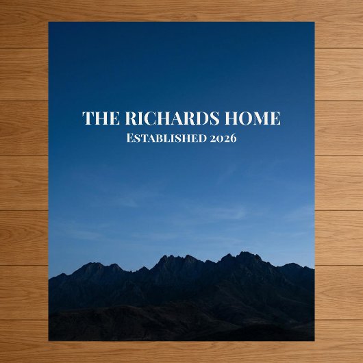 Poster Mountain Scene Custom Family Name Established