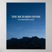 Poster Mountain Scene Custom Family Name Established (Devant)