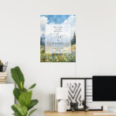 Poster Mountain Wildflowers Floral Wedding Welcome Sign (Bureau à domicile)