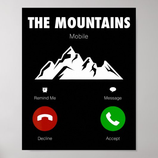 Poster Mountains Are Calling Funny Mobile Cell Phone Call (Devant)