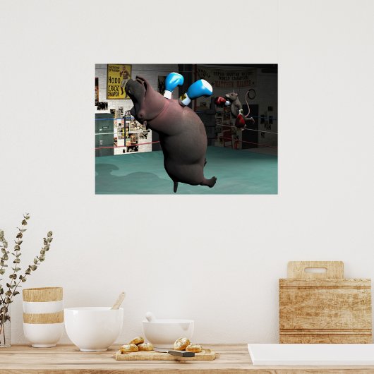 Poster Mouse Beats Hippo KO (Cuisine)