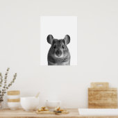 Poster Mouse Woodland Modern Portrait noir blanc (Cuisine)