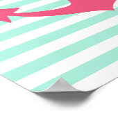 Poster Mousse de mer Ancre verte et rose (Coin)