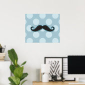Poster Moustache Bleue, Moustache Curl, Stache, Pois (Bureau à domicile)